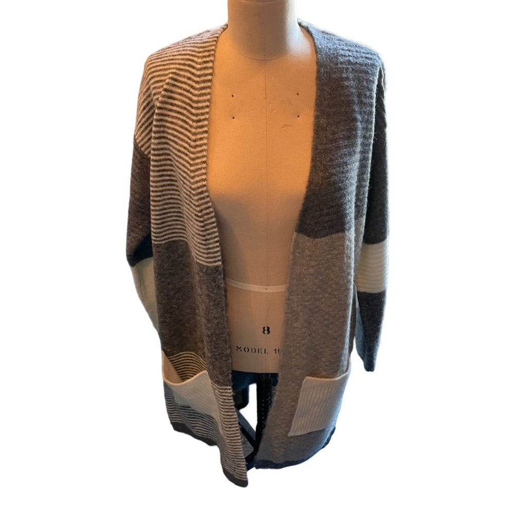 Topshop Size 2 Duster Patchwork Knit Sweater Card… - image 2